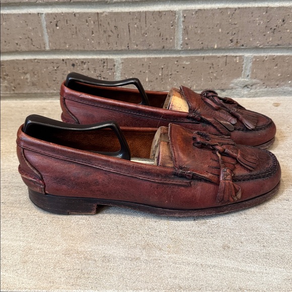 VINTAGE Polo Ralph Lauren mens 9 oxblood tassel bench made loafer shoes - Picture 3 of 6